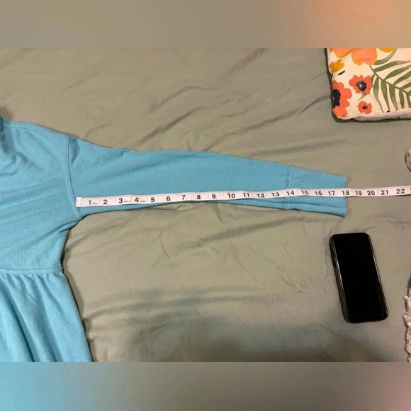 Free People Forever Your Girl Baby Blue Long Sleeve Peplum Babydoll Top X-Small - Picture 6 of 11